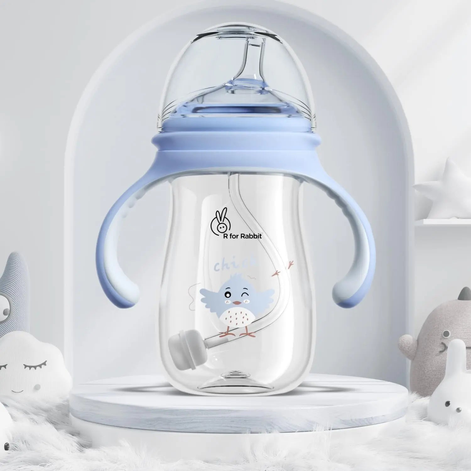 R for Rabbit Tritan Tweet 240 ml Baby Spout Cup for Kids | Twin Handle Non Toxic BPA Free Soft Silicone Spout Sipper Bottle | Leak Proof Drinking Sippy Cup for 6+ Month Infant Baby Boy & Girl (Blue) R for Rabbit