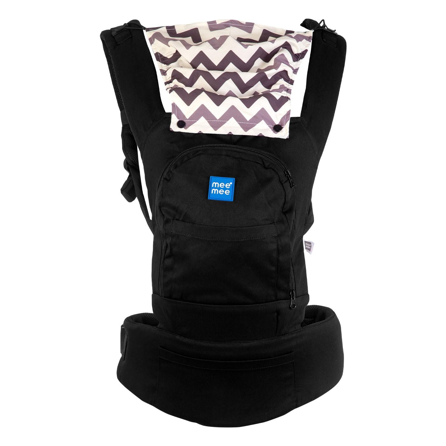 Mee Mee Cuddle Up Baby Carrier | 0-2 Years, Upto 16 Kgs Baby | Light Weight Kangaroo Baby Carry Bags/Wrap | Padded Waist Belt Comfortable Carrying Positions | Lightweight & Travel Friendly (Black Grey)