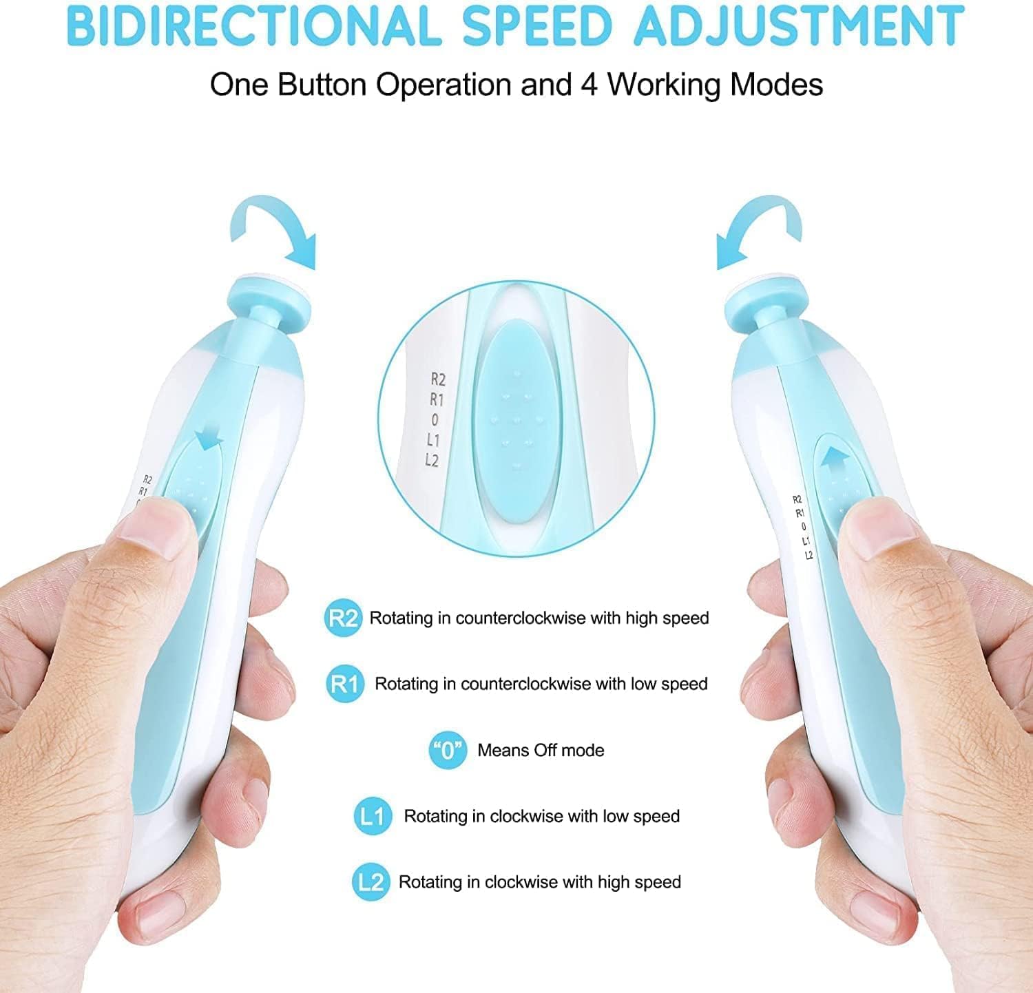 Baby Nail Trimmer New Born with Lights | Electric Baby Nail Cutter 0-6 Months with Multiple Filer Heads Adjustment | New Born Baby Products, Pack of 1, Multicolour
