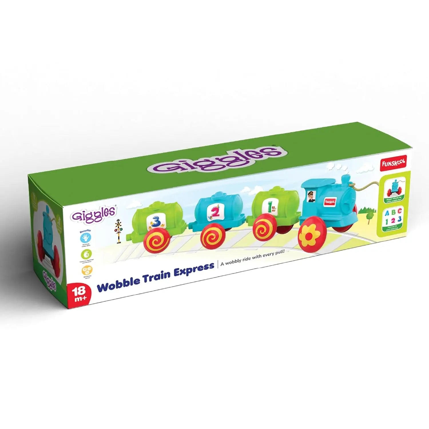 Giggles Funskool Wobble Train Express, Fun & Development Toy for Babies, Encourage Walking, Improve Balance & Coordination, Stimulate Senses, Multicolor, Gift Set for Kids, Age 18+ Months Giggles Funskool