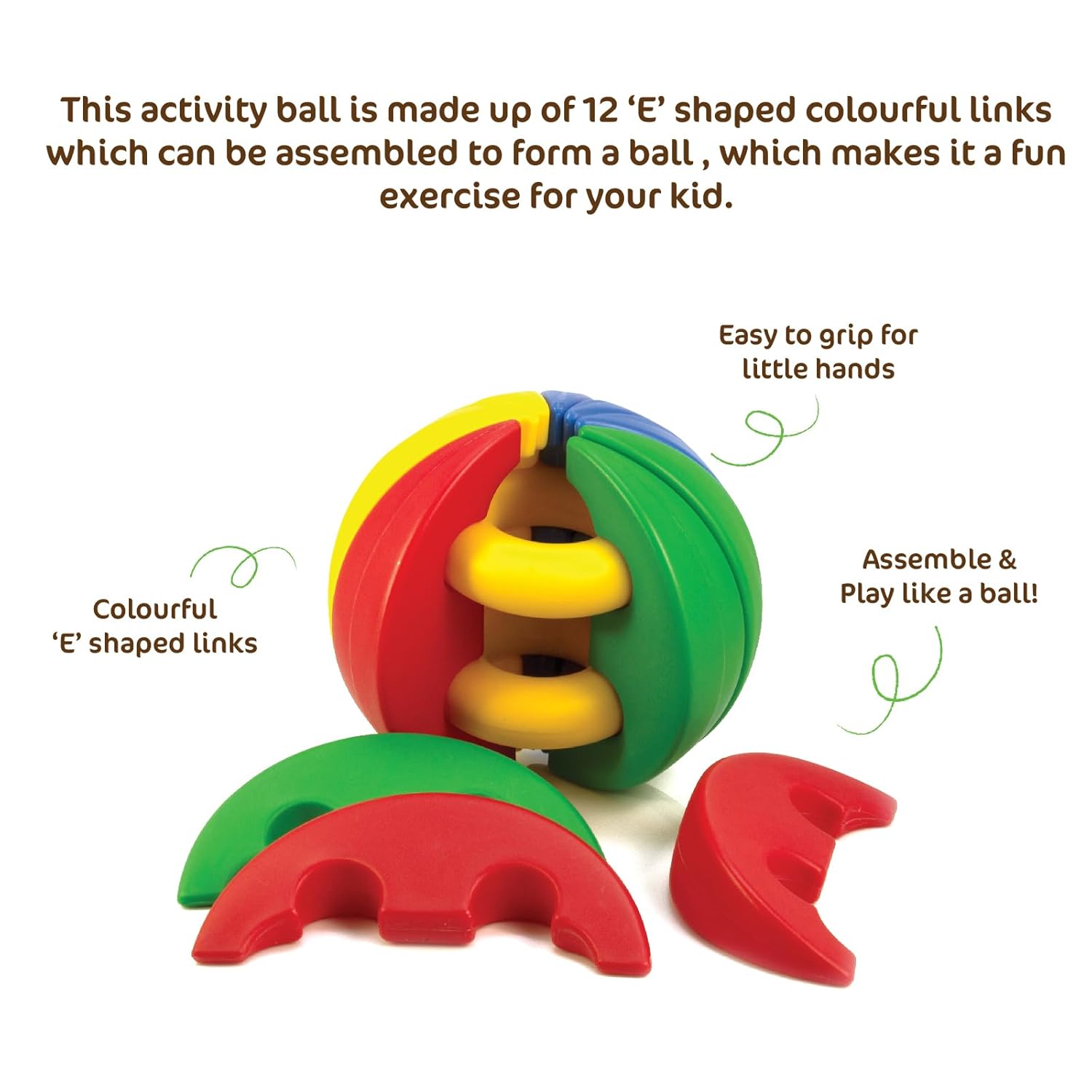 Funskool Giggles - Activity Ball, Crawling baby toy, Baby ball, Learning Activity Toy, Multicolour, 12 Months & Above, Infant And Preschool Toys
