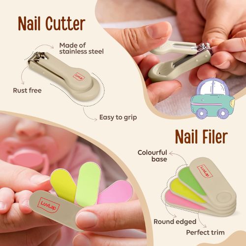 LuvLap 7-in-1 Baby Grooming Kit | Nail Cutter, Scissor, Brush, Comb, Tweezers & Filer | Newborn 0m+