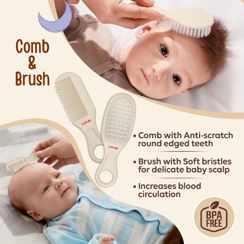 LuvLap 7-in-1 Baby Grooming Kit | Nail Cutter, Scissor, Brush, Comb, Tweezers & Filer | Newborn 0m+