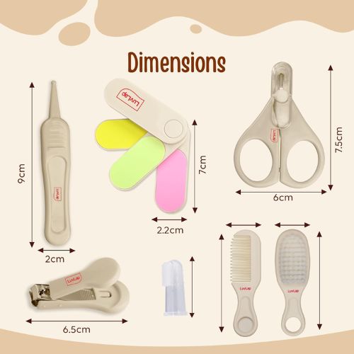 LuvLap 7-in-1 Baby Grooming Kit | Nail Cutter, Scissor, Brush, Comb, Tweezers & Filer | Newborn 0m+