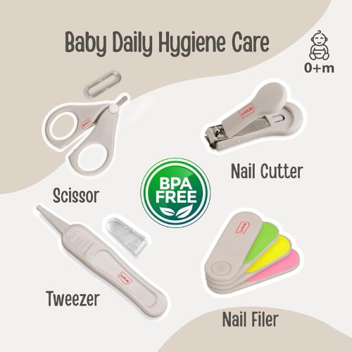 LuvLap Baby 4-in-1 Nail Grooming Kit for Newborns | Nail Scissor, Clipper, Tweezer & Filer | Baby Nail Care Set | 0m+