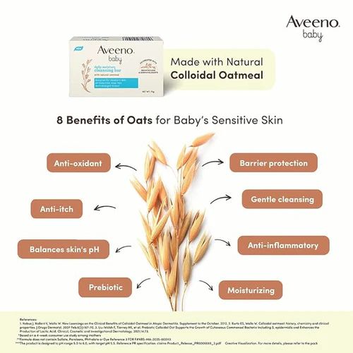 Aveeno Daily Moisture Cleansing Bar | Soap-Free Gentle Cleanser for Dry & Sensitive Skin