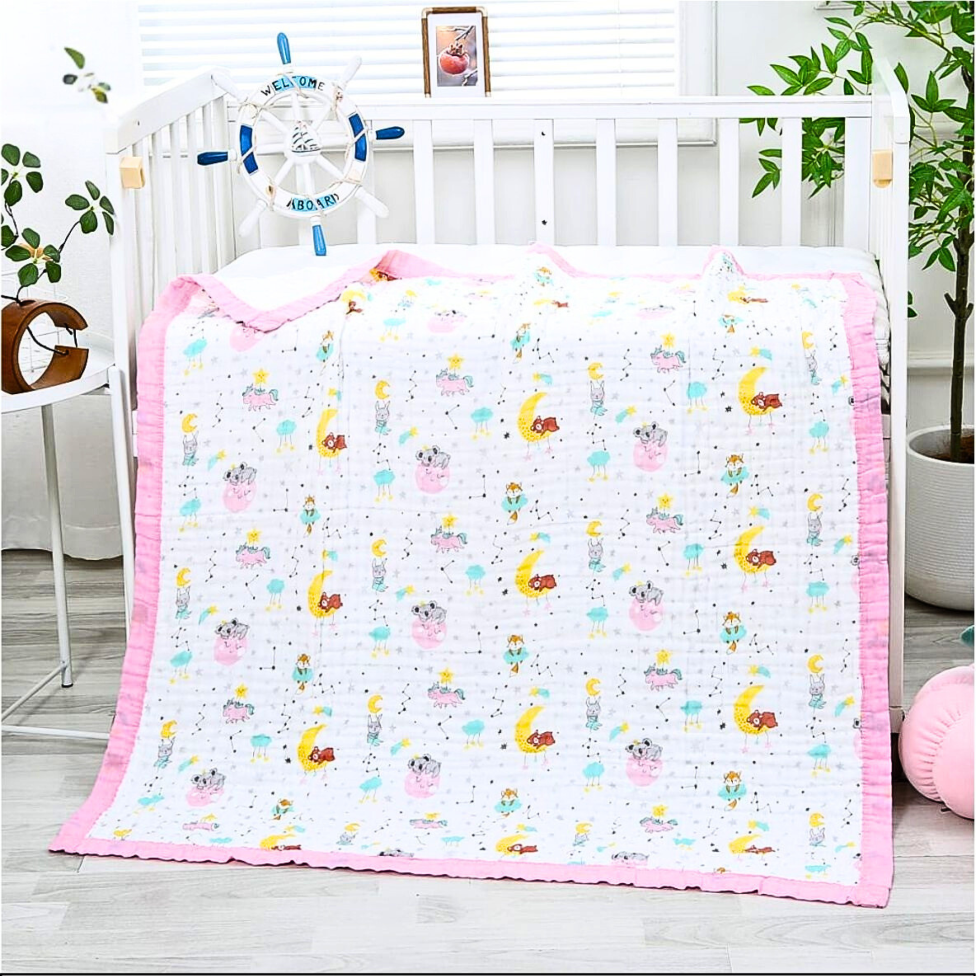 Organic 100% Cotton 6 layer Baby Muslin Blanket Cloth | Ultra-Soft & Breathable | 110×110 cm | Newborn–12 Months (Copy) babee D