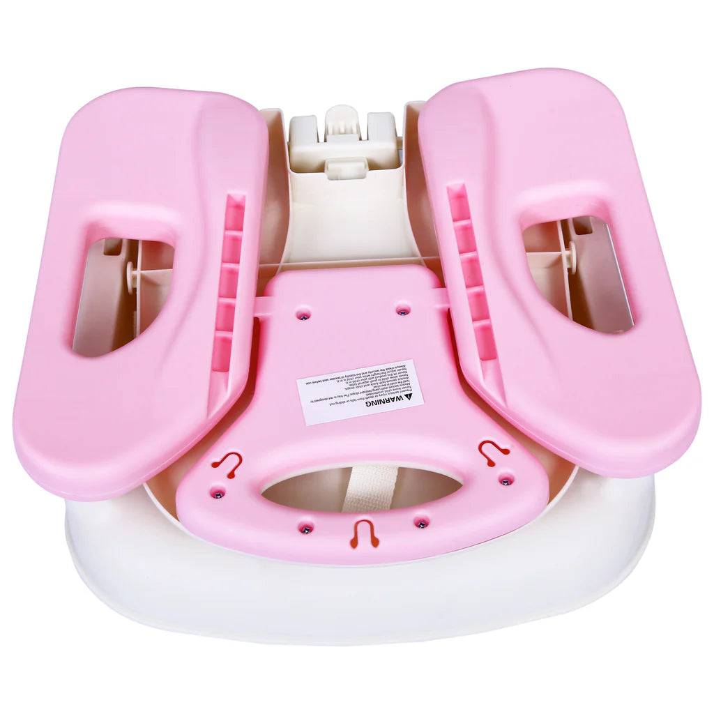 1st Step 2 in 1 Portable Booster Seat Cum Feeding Chair with 2 Level Height Adjustment and 5 Point Safety Harness (Pink)