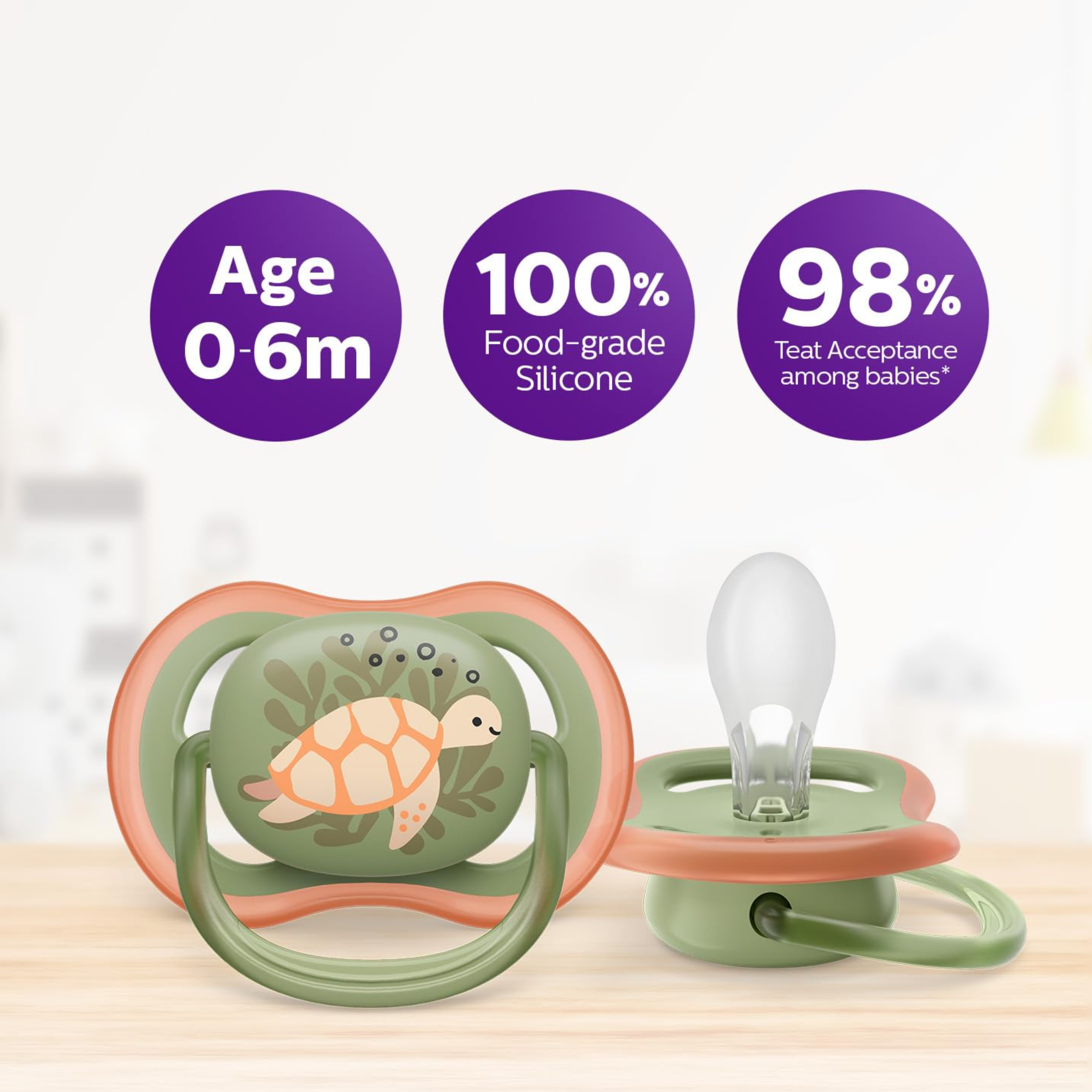 Philips Avent Ultra Air Soother 6-18 Months | Lightweight & Breathable Baby Pacifier for Babies | BPA Free Silicone Nipple (2 Pack)