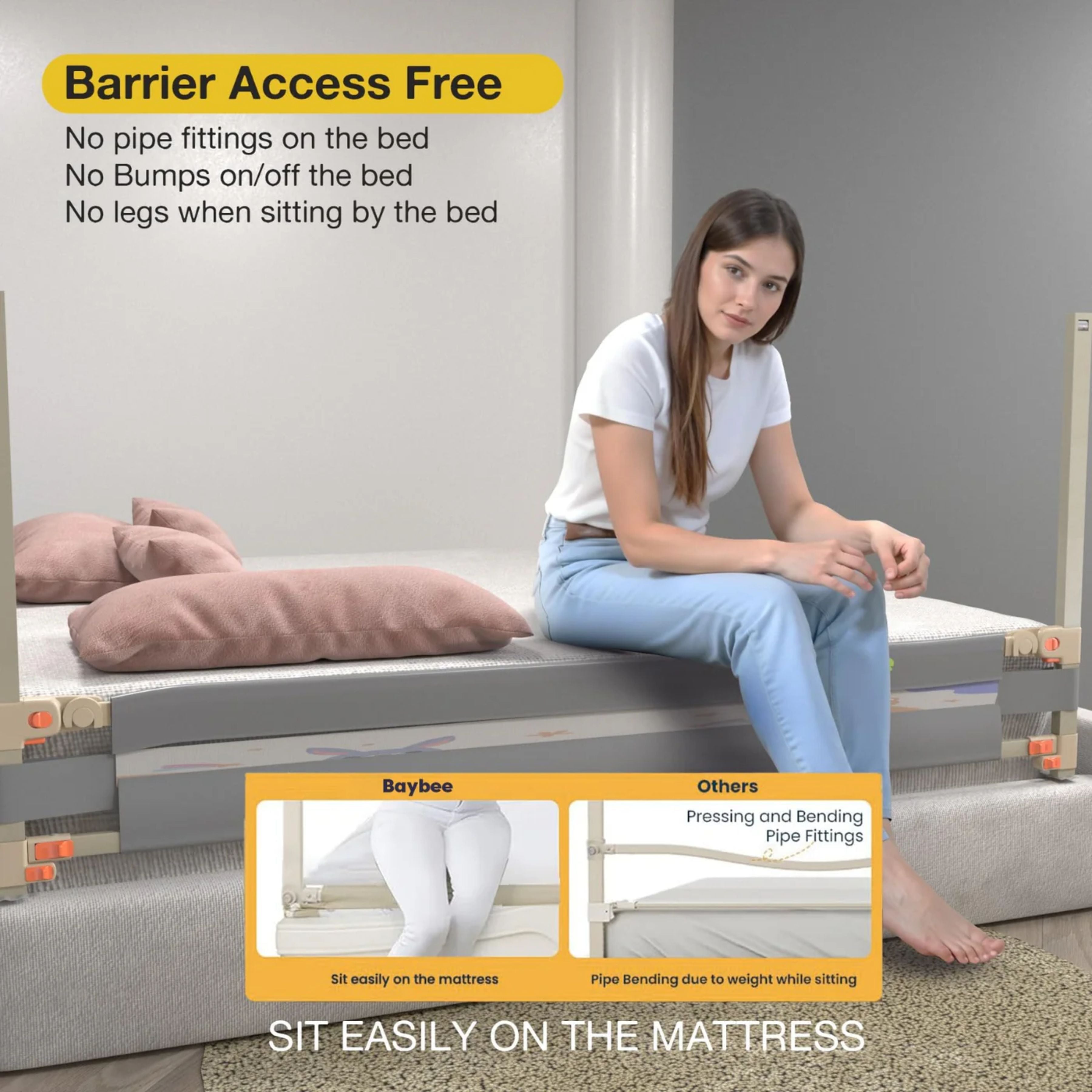 Baby Bed Rail Guard for Toddlers Safety (180 x 80 cm) – Foldable Bed Safety Guard with Breathable Mesh, Strong Frame & Easy Installation for Kids Protection (Copy)