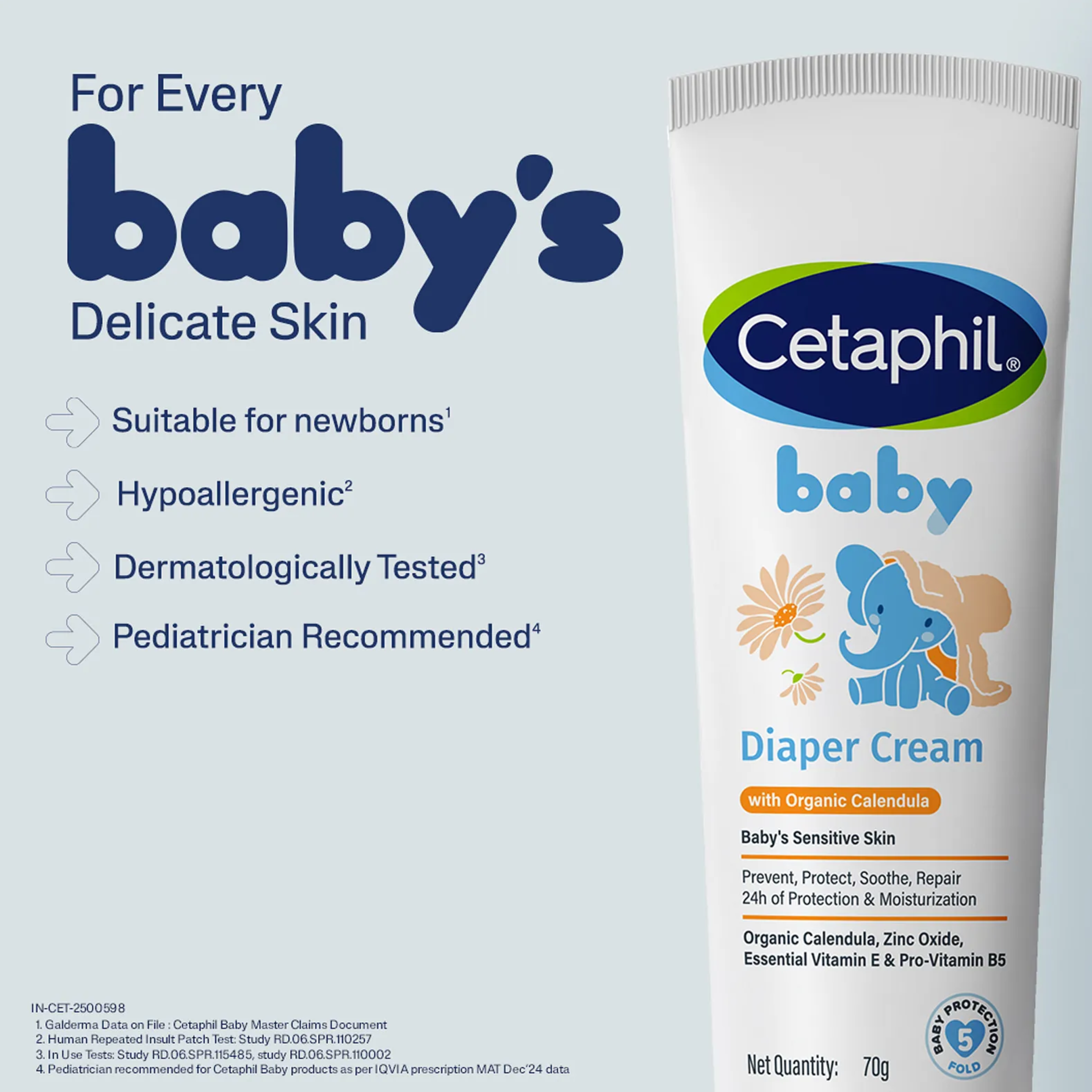 Cetaphil Baby Diaper Cream | Soothing & Protective Rash Cream for Newborns | Gentle Care for Sensitive Baby Skin-70g