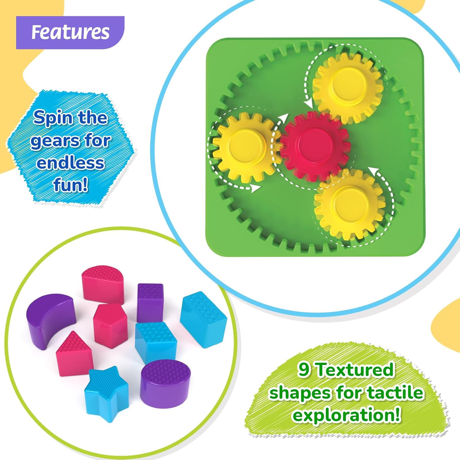 Giggles Funskool Shape Sorter Gear Box, Spin, Match & Learn with 4 Gears & 9 Multicolour Shapes, Fun Activity & Development, Educational Toy for Kids, Gift Set for Toddlers, Age 18+ Months