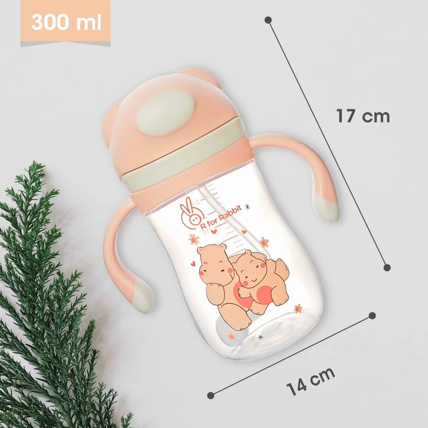 R for Rabbit Premium Hippo Baby Straw Sipper Bottle |10 fl oz | Anti Spill Sippy Cup with Soft Silicone Straw BPA Free & Non-Toxic for Baby or Kids of 12 Months -(300 ml Yellow) R for Rabbit