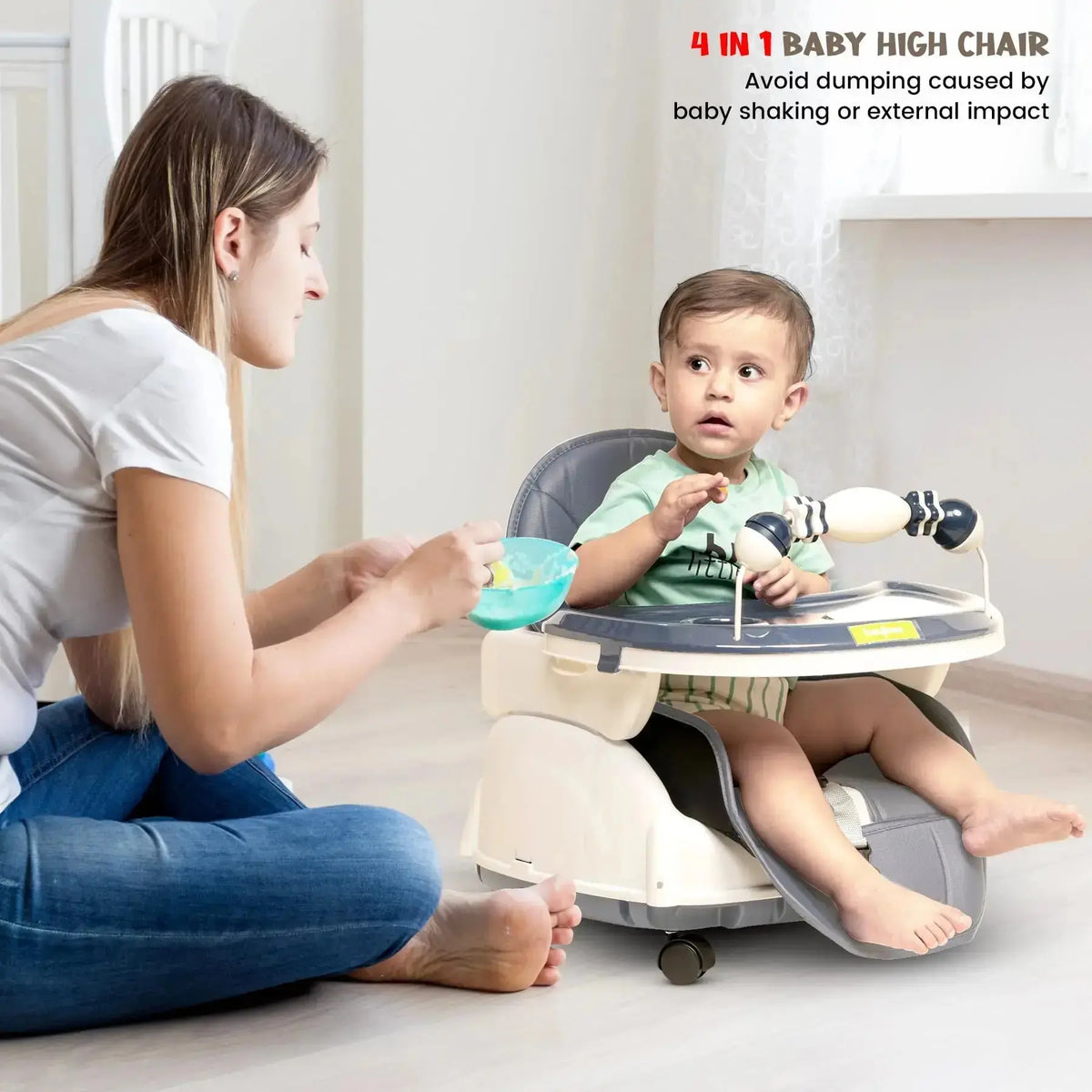 Baybee Nora 4-in-1 Convertible High Chair for Kids | Adjustable Baby Feeding Chair with Safety Harness, Cushion & Removable Tray