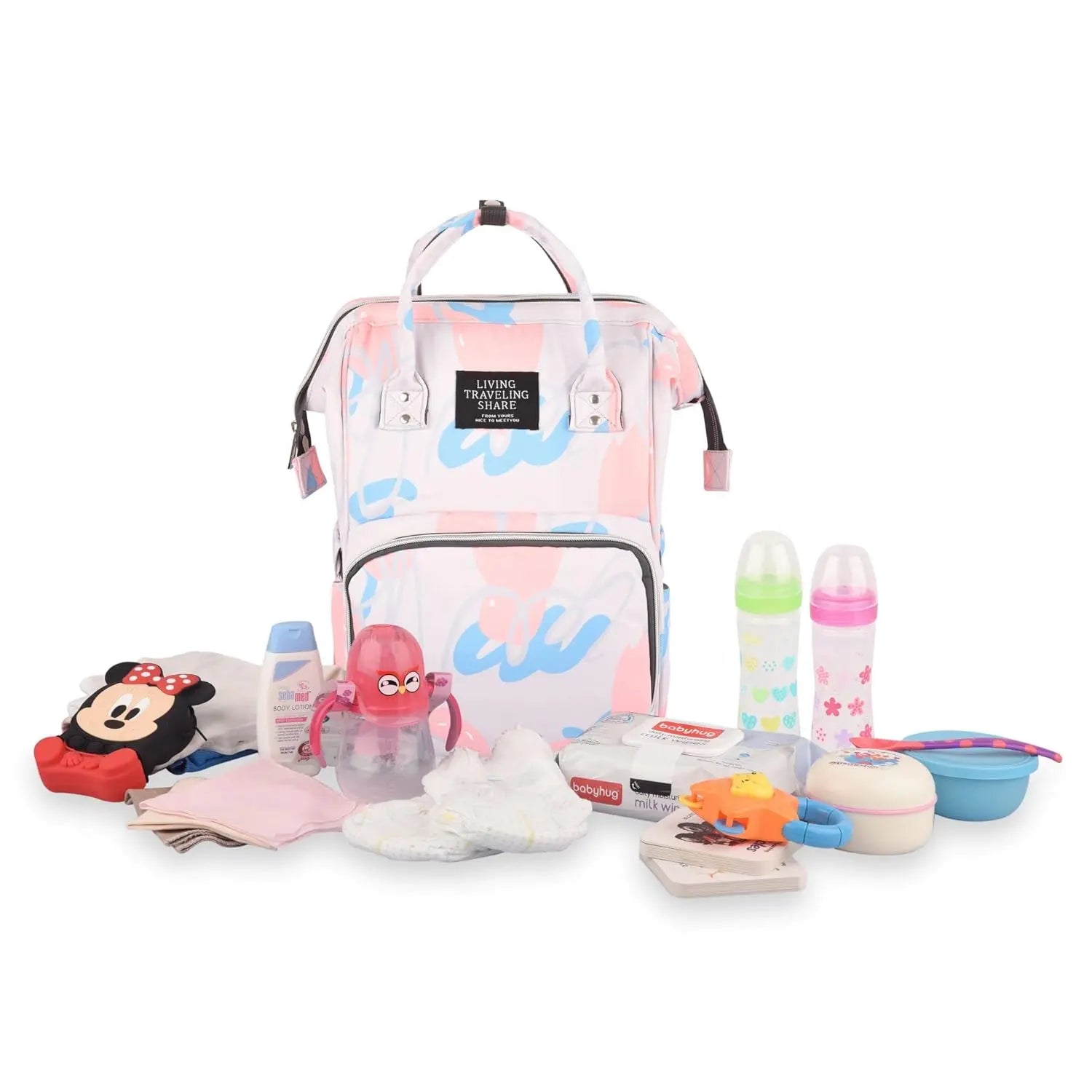 Mee Mee Baby Diaper Bag | Stylish Maternity Backpack | Large Capacity to Carry all Baby Needs | Use for Traveling, Occasion | Durable & Multifunctional (Orange Abstract) Mee Mee