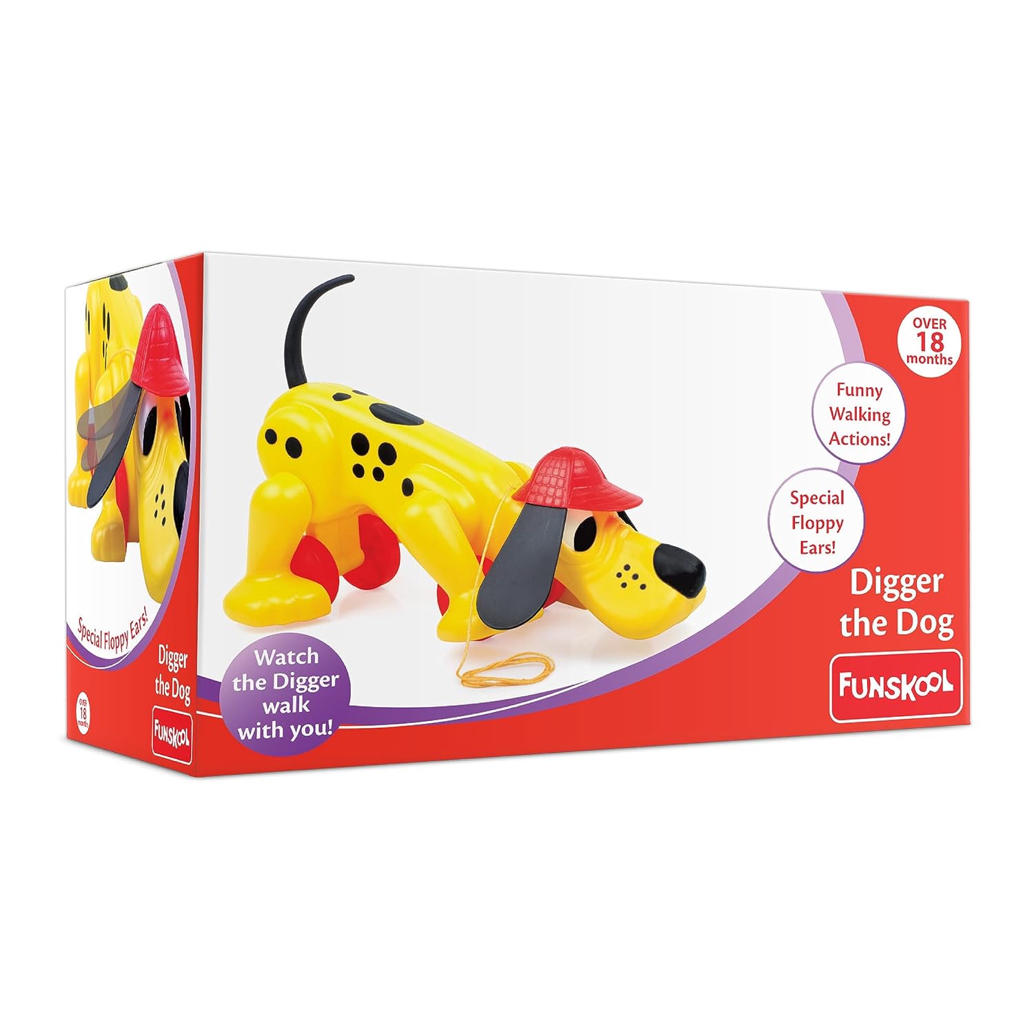 Giggles Funskool Pull Along Digger The Dog, Activity & Learning Toys for Babies, Toddlers, for Baby Boys & Girls, Encourage Walking, Improve Balance, Multicolour, Gift Set for Kids, Ages 18+ Months