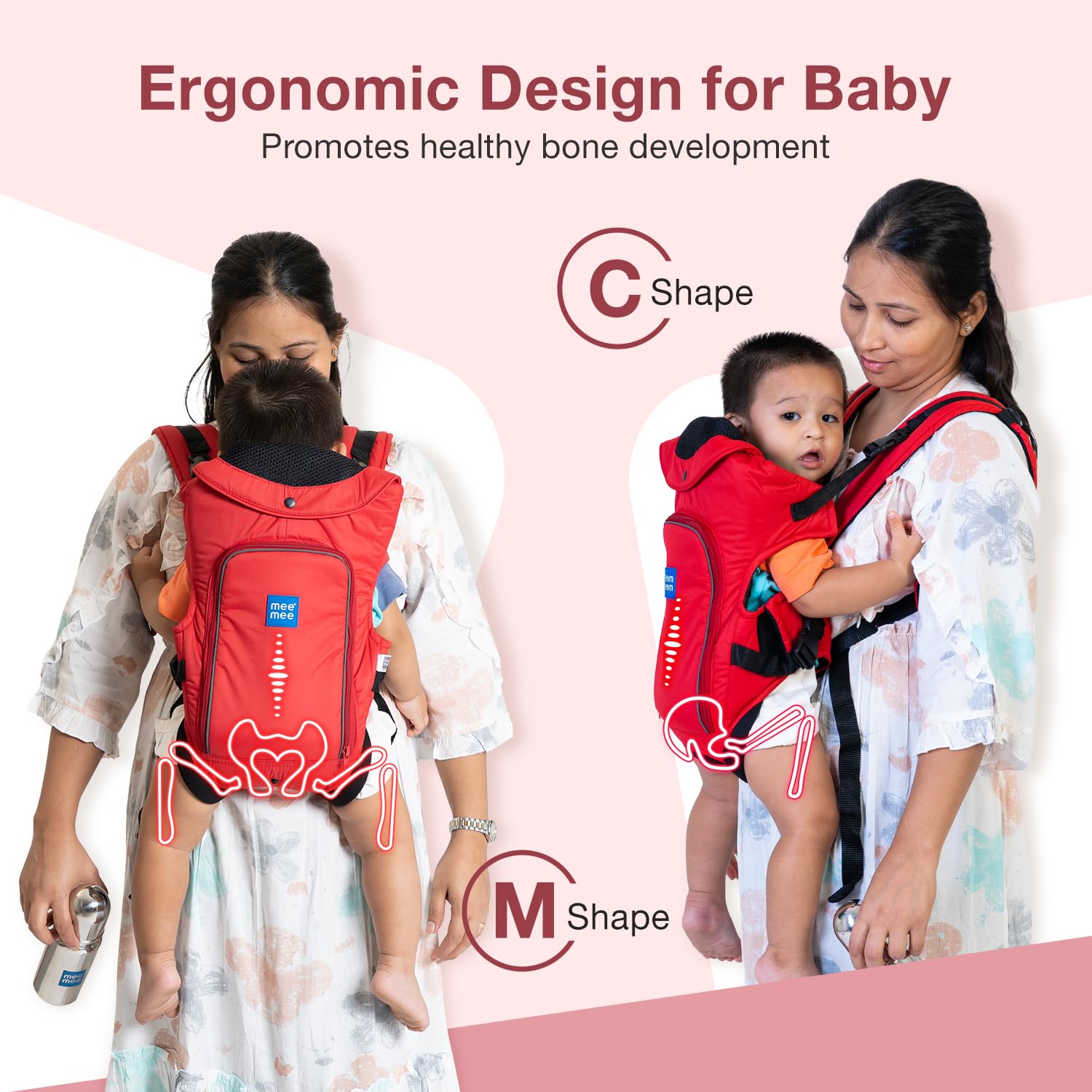 Mee Mee Cuddle Up Baby Carrier With Advanced Support | 6-Way Advantage | Thickly Cushioned | Breathable Fabric | Adjustable Wide Straps | Safe & Comfortable | 0m+ upto 12kgs