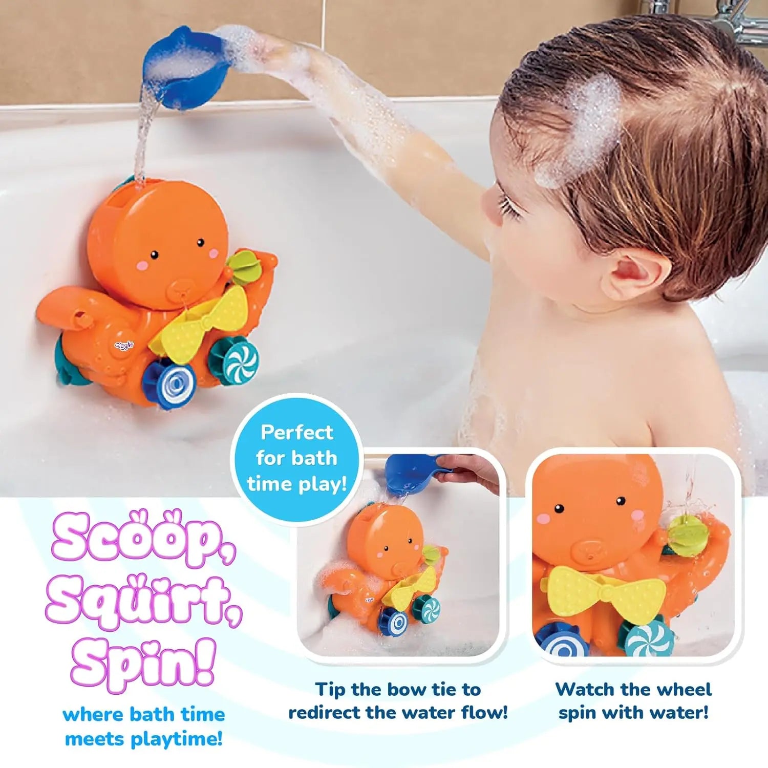 Giggles Funskool Pour & Play Octopus Bath Toy For Kids, Toy For 2 Year Kid, Perfect For Bath Time Play, Water Play, Infant And Preschool Giggles Funskool