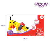 Giggles Funskool Pull Along Digger The Dog, Activity & Learning Toys for Babies, Toddlers, for Baby Boys & Girls, Encourage Walking, Improve Balance, Multicolour, Gift Set for Kids, Ages 18+ Months