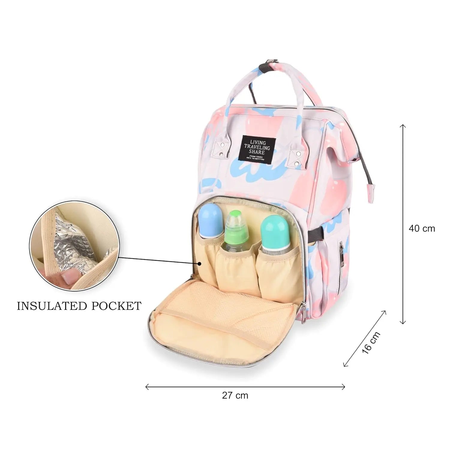 Mee Mee Baby Diaper Bag | Stylish Maternity Backpack | Large Capacity to Carry all Baby Needs | Use for Traveling, Occasion | Durable & Multifunctional (Orange Abstract) Mee Mee