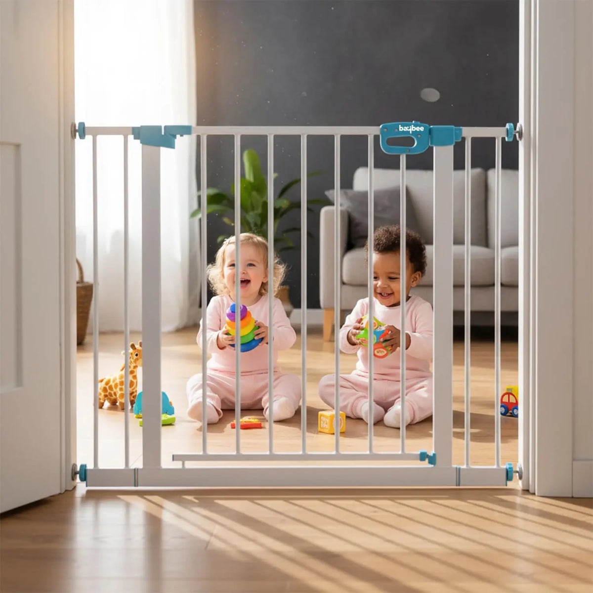 Baybee Baby Safety Gate for Door & Stairs 75–95 cm | Auto-Close Child Safety Gate | No-Drill Pressure Mount | Double Lock for Kids & Pets