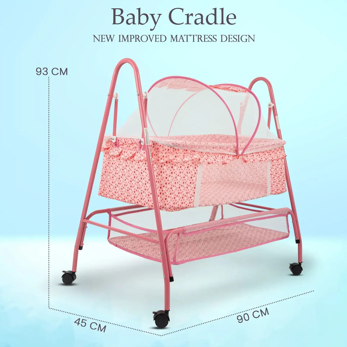 Baybee Enchant Baby Swing Cradle for Baby – Baby Cradle Swing Jhula with Mosquito Net, Storage Basket & Wheels | Newborn to 12 Months (Copy)