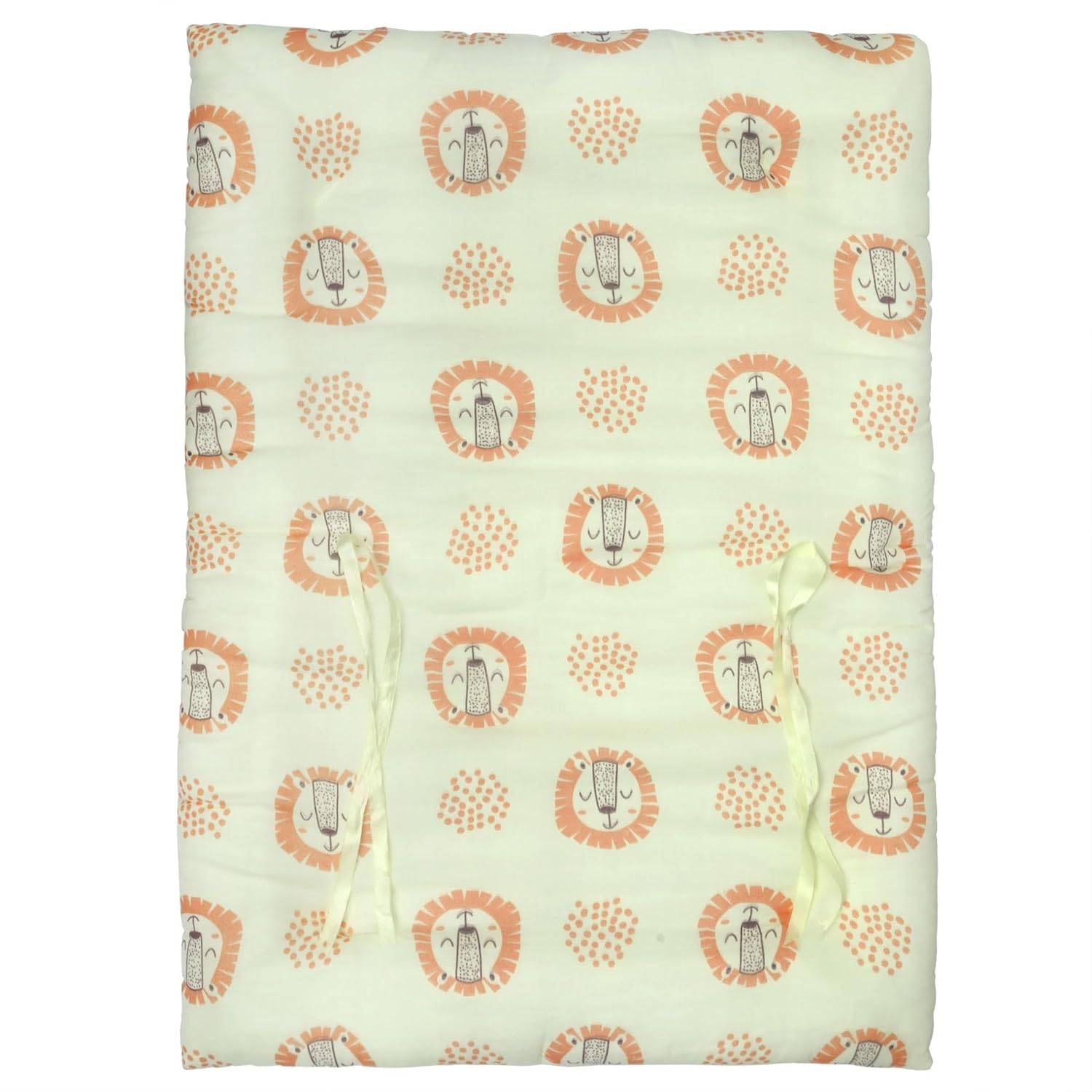 1ST STEP 100% Muslin Cotton Thick New Born Baby Bedding Mattress/Gadda Bed Set for Babies with 2 Side Bolster & Head Pillow (Yellow Lion)