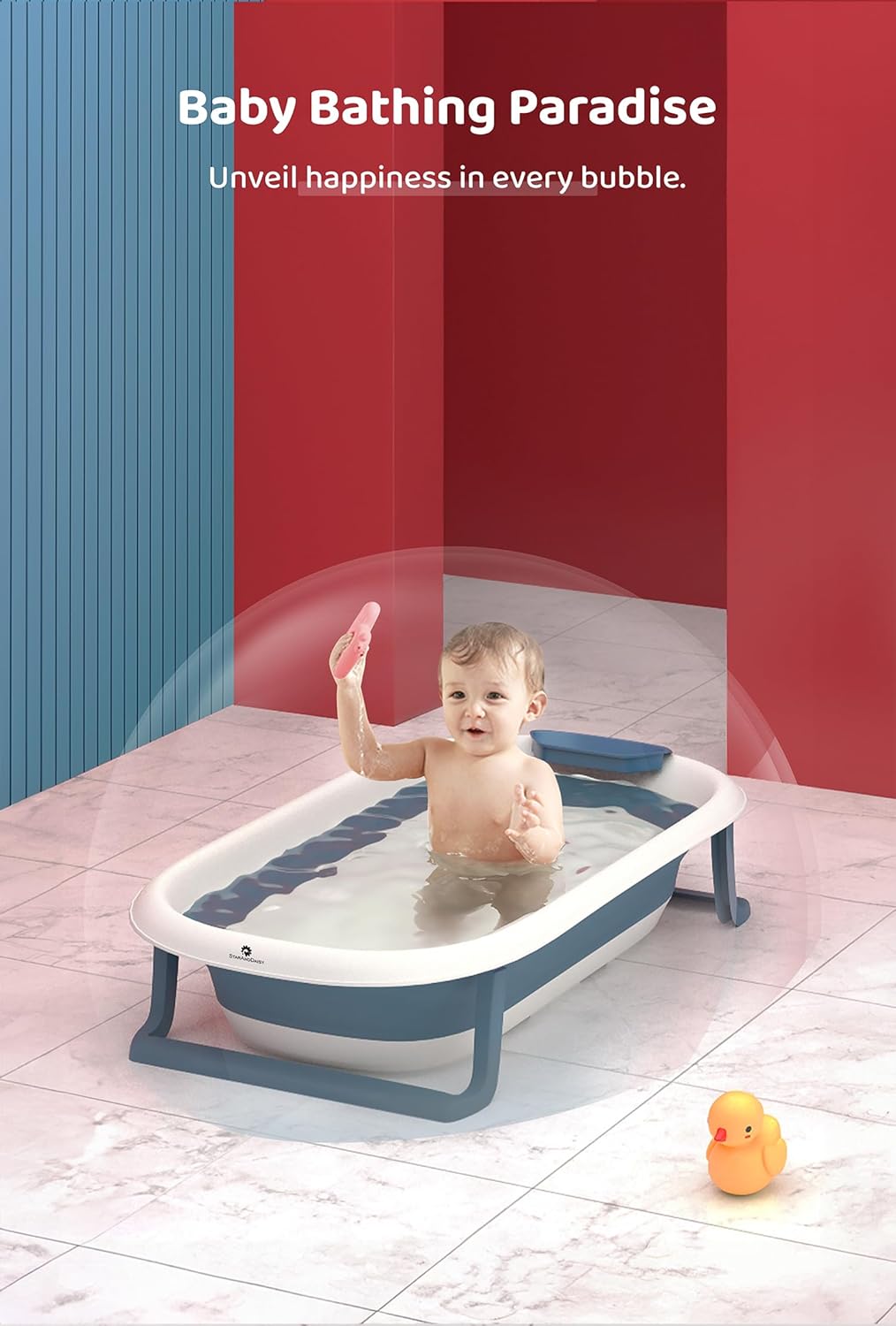 StarAndDaisy Baby Bath Tub for 0 to 5 Years/Bath Tub for Kids 0-3 Years, Tub for Girls & Boys with Soap Tray, Easy to Store (BT-Blue).