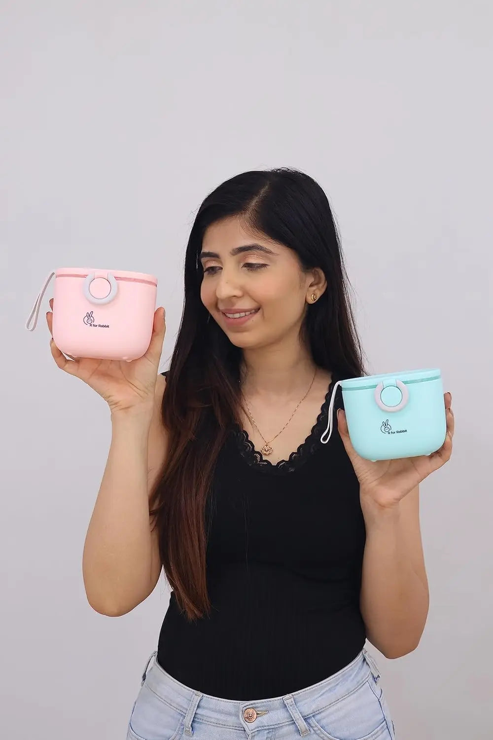 R for Rabbit Silicone First Feed Meal Box for Baby, Kids Multi-Functional Milk Powder Container Box 210G (Blue) R for Rabbit