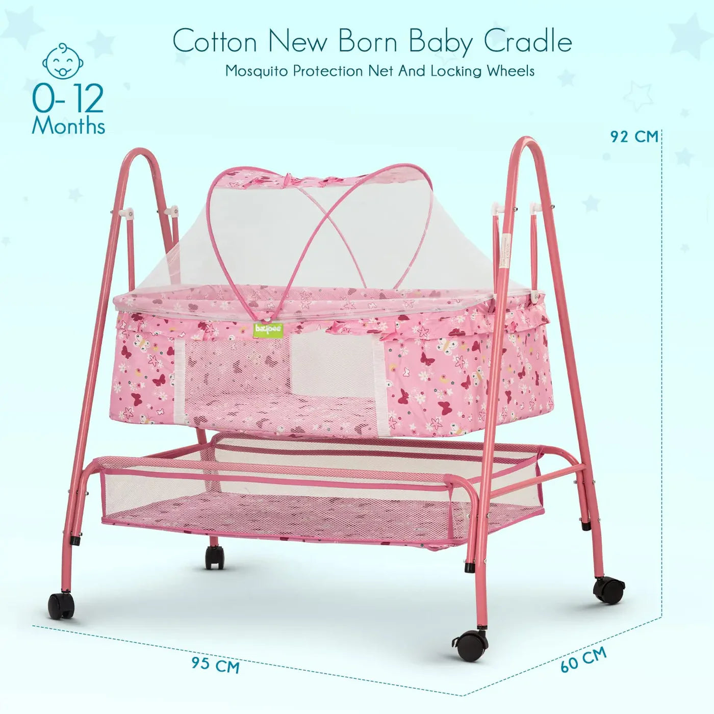 Baybee Enchant Baby Swing Cradle for Baby – Baby Cradle Swing Jhula with Mosquito Net, Storage Basket & Wheels | Newborn to 12 Months (Copy) (Copy)