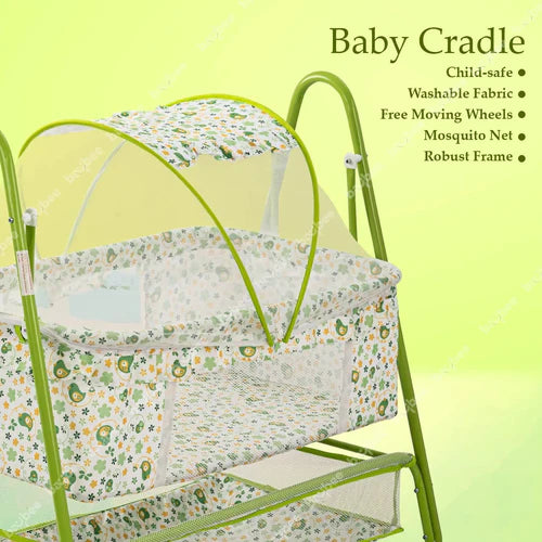 Baybee Enchant Baby Swing Cradle for Baby – Baby Cradle Swing Jhula with Mosquito Net, Storage Basket & Wheels | Newborn to 12 Months