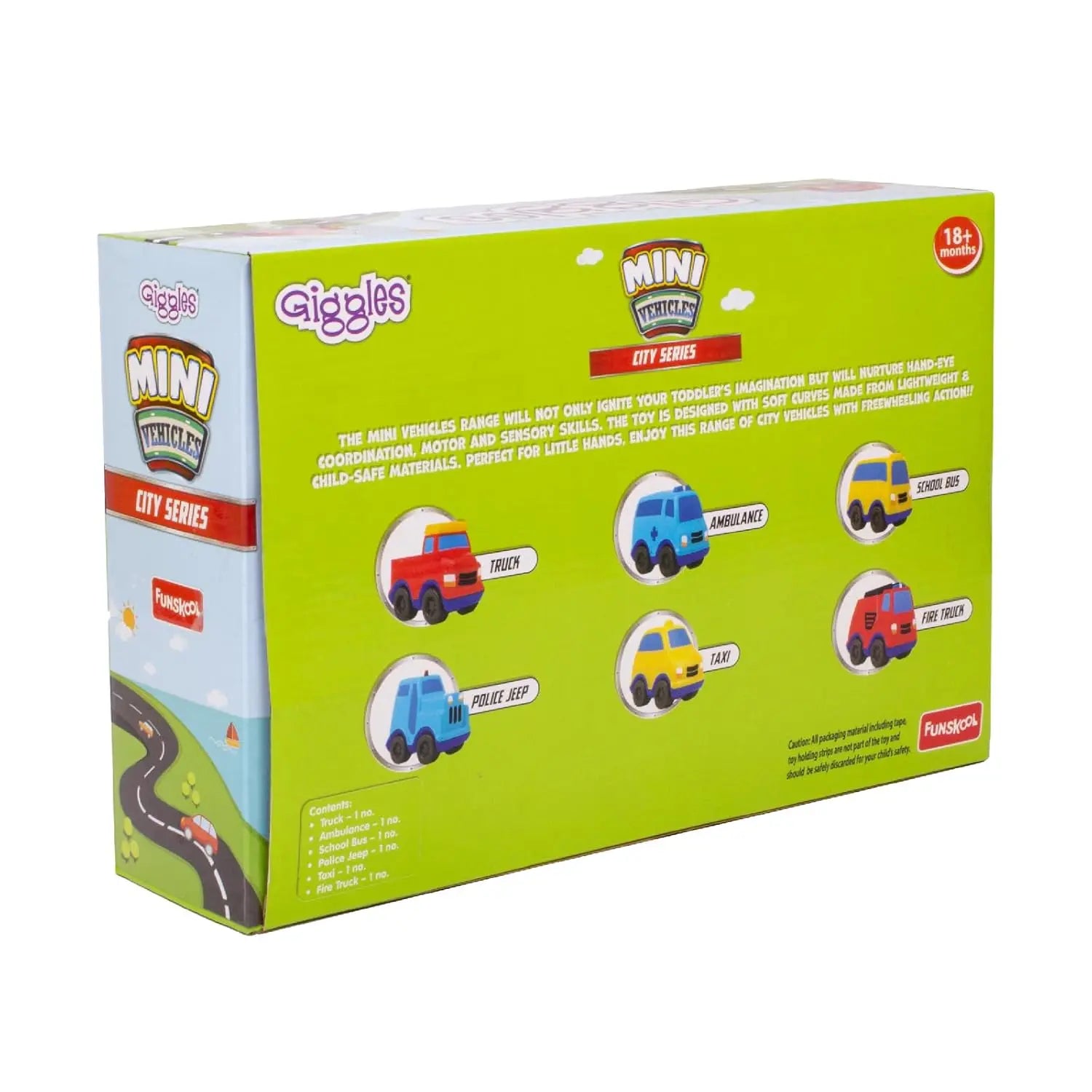 Funskool Giggles - Mini Vehicles City Series, Push and go Multicolor, Combo Pack, Gift Set, for 18 Months and Above. Giggles Funskool