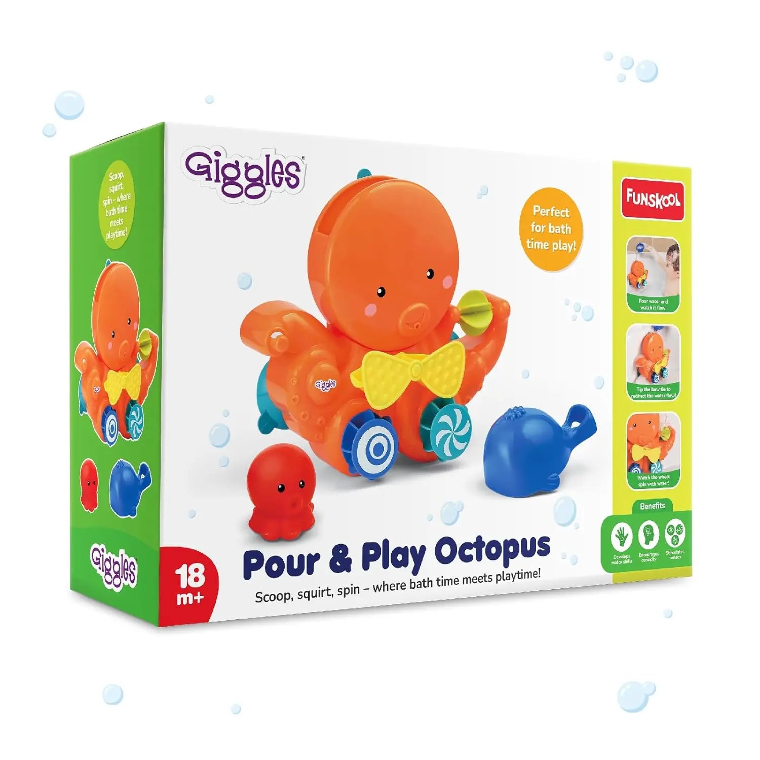 Giggles Funskool Pour & Play Octopus Bath Toy For Kids, Toy For 2 Year Kid, Perfect For Bath Time Play, Water Play, Infant And Preschool Giggles Funskool