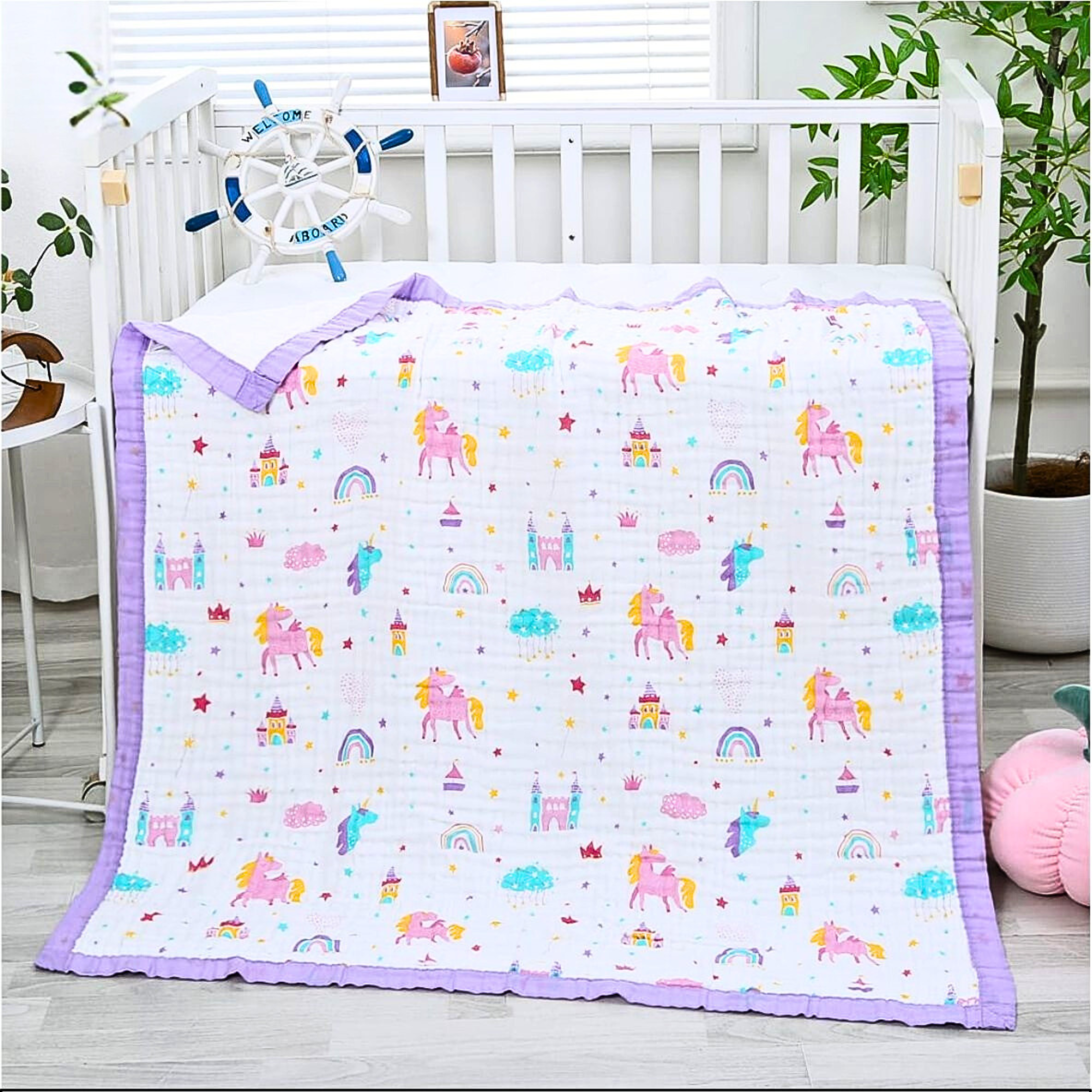 Organic 100% Cotton 6 layer Baby Muslin Blanket Cloth | Ultra-Soft & Breathable | 110×110 cm | Newborn–12 Months babee D