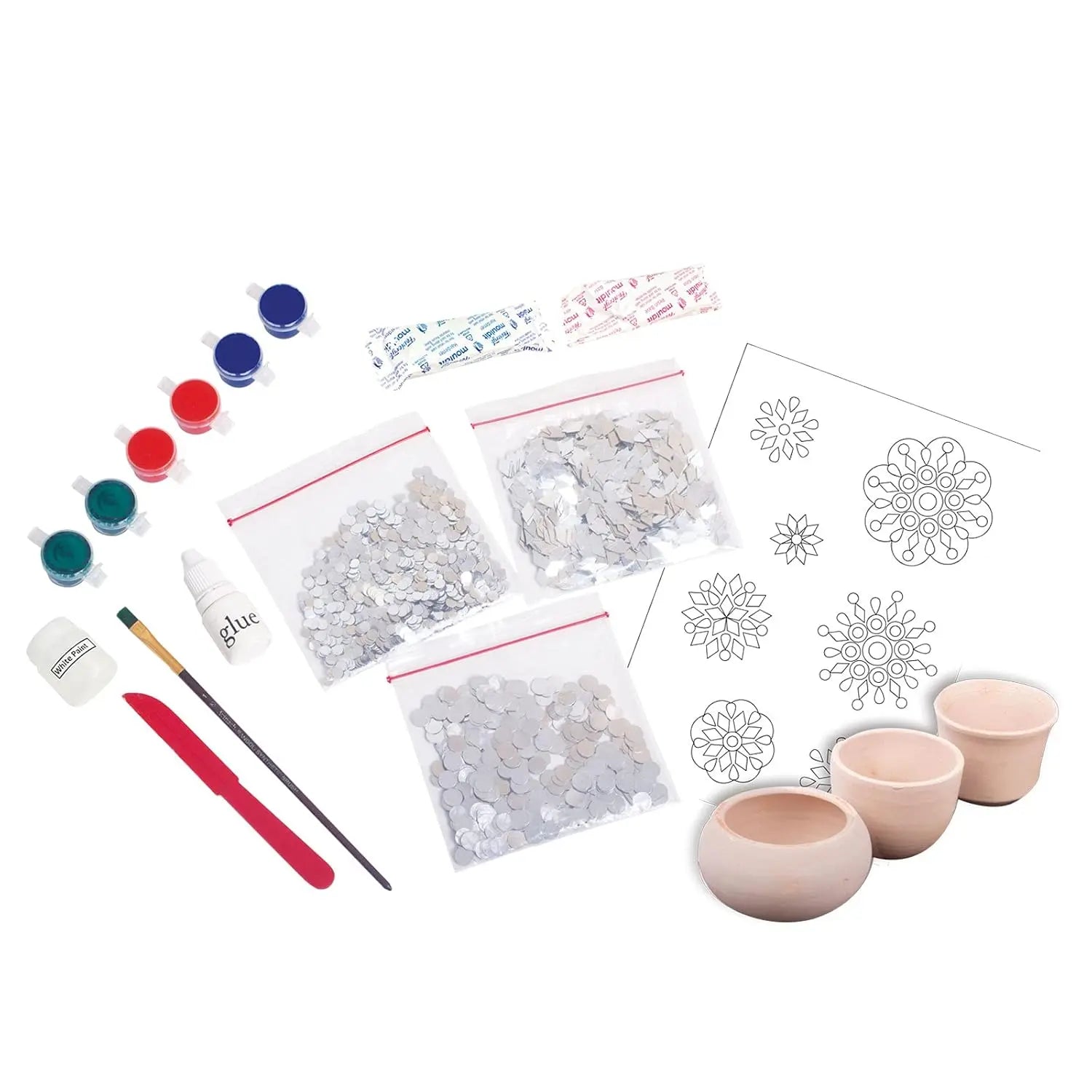 Funskool Handycrafts Lippan Art, Pot Decorating kit, Traditional Art, Mirror Work, Toys for Kids, Art and Craft Kit, DIY Kit For Kids, Ages 6 Years and Above, Multicolour Giggles Funskool