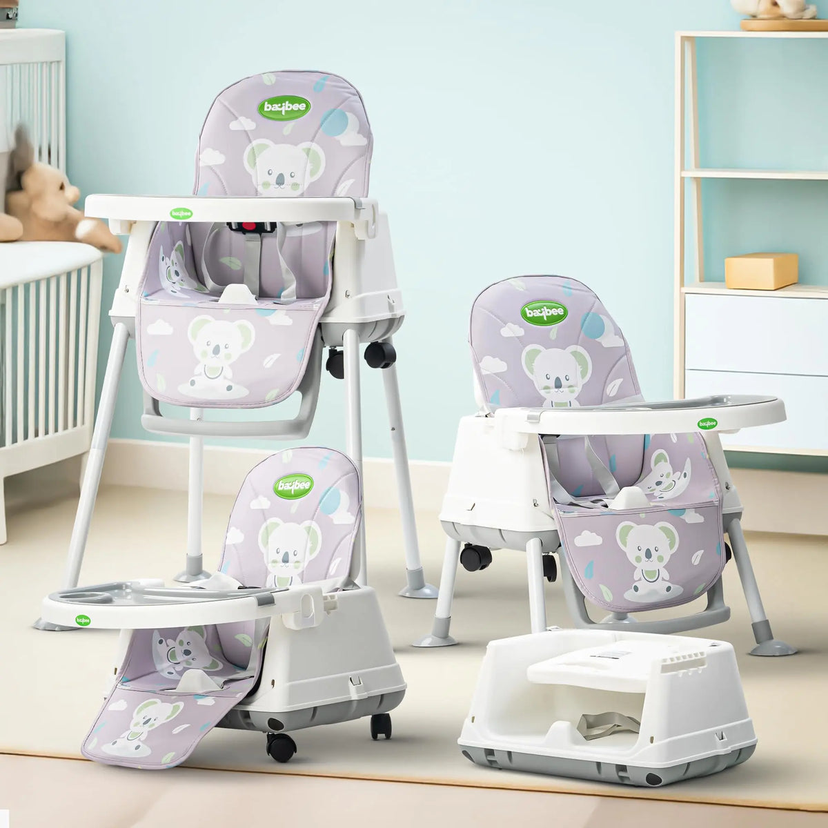 Baybee 4-in-1 Convertible High Chair for Kids | Foldable Baby Feeding Chair with Safety Harness & Removable Tray