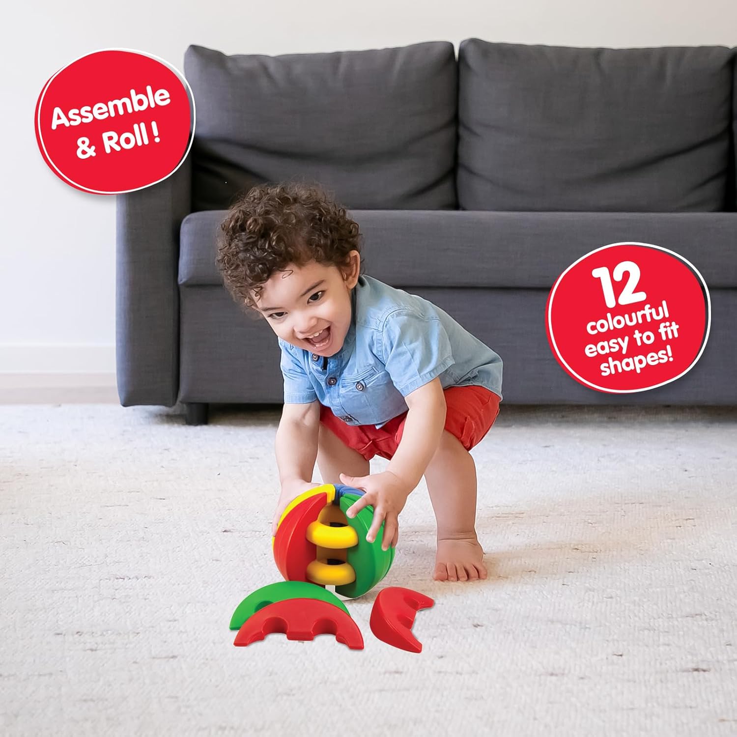 Funskool Giggles - Activity Ball, Crawling baby toy, Baby ball, Learning Activity Toy, Multicolour, 12 Months & Above, Infant And Preschool Toys
