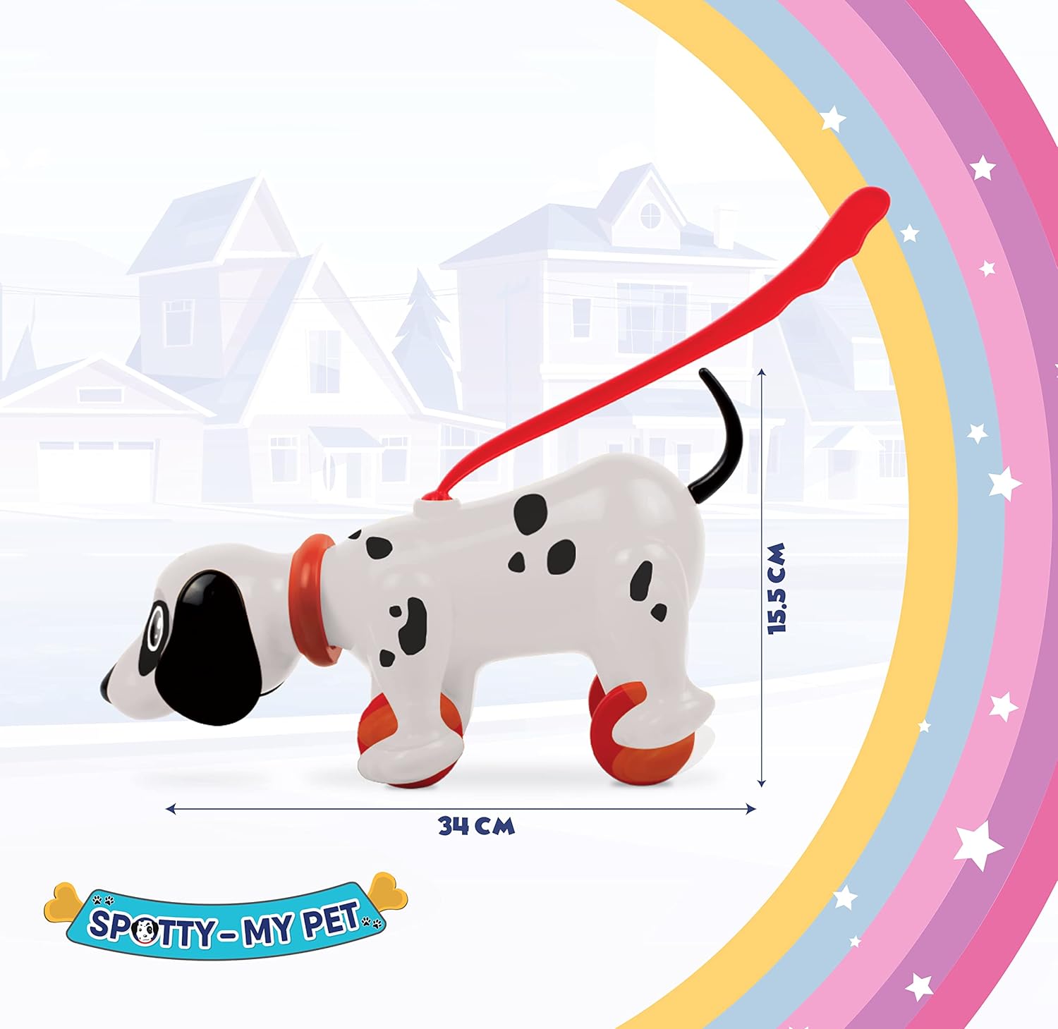 Funskool Giggles - Spotty My PET-Pull Along Toy, Encourages Walking, Funny Walking Style, Infant & Pre-School Plastic Toy, 18 Months & Above
