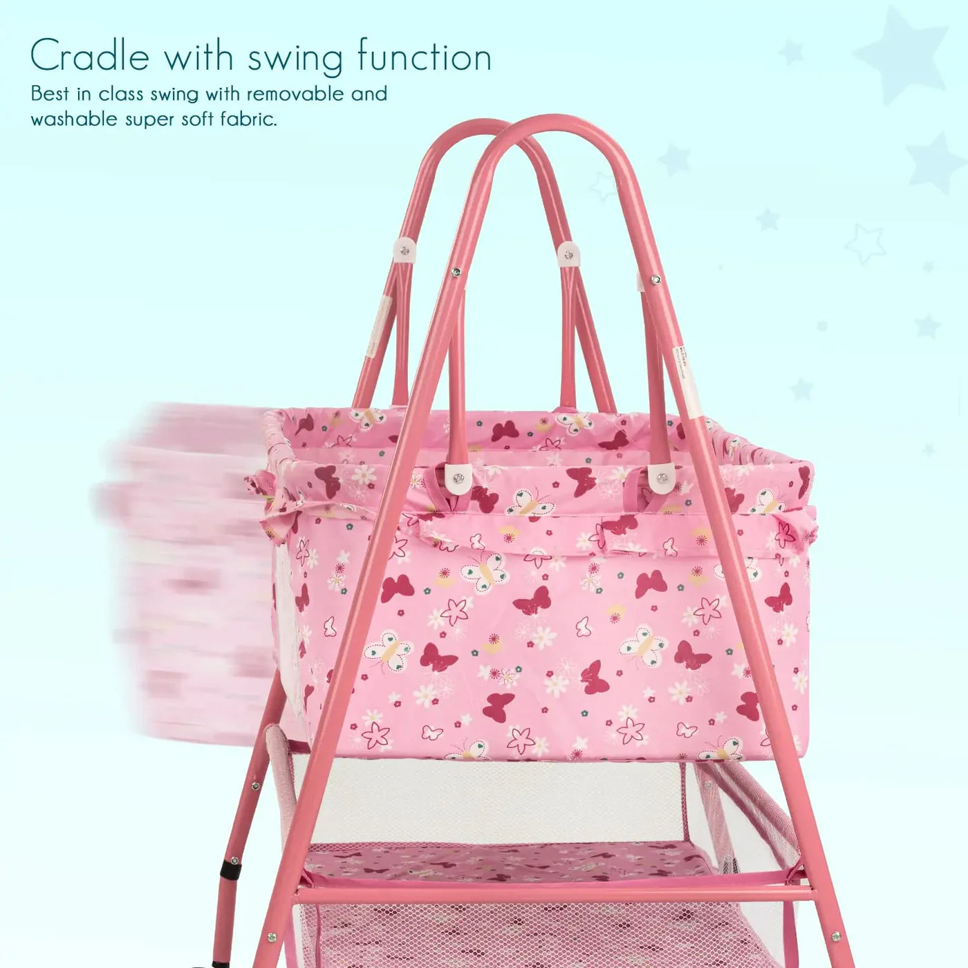 Baybee Enchant Baby Swing Cradle for Baby – Baby Cradle Swing Jhula with Mosquito Net, Storage Basket & Wheels | Newborn to 12 Months (Copy) (Copy)