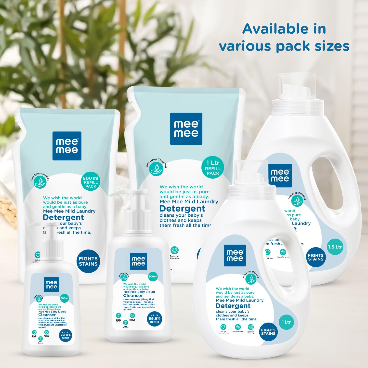 Mee Mee Mild Laundry Detergent Cleans Your Baby's Cloths and Keeps Them Fresh All the time | Fights Stains - 1 Ltr Refill Pack