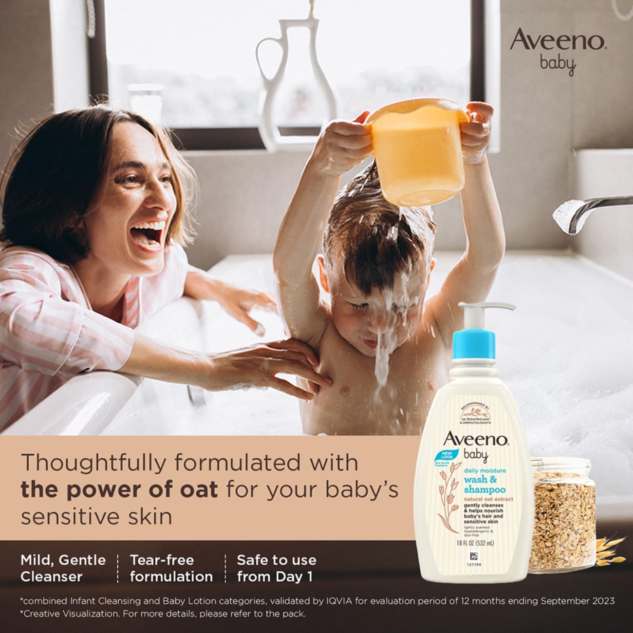 Aveeno Baby Daily Moisture Wash &amp; Shampoo 532ml