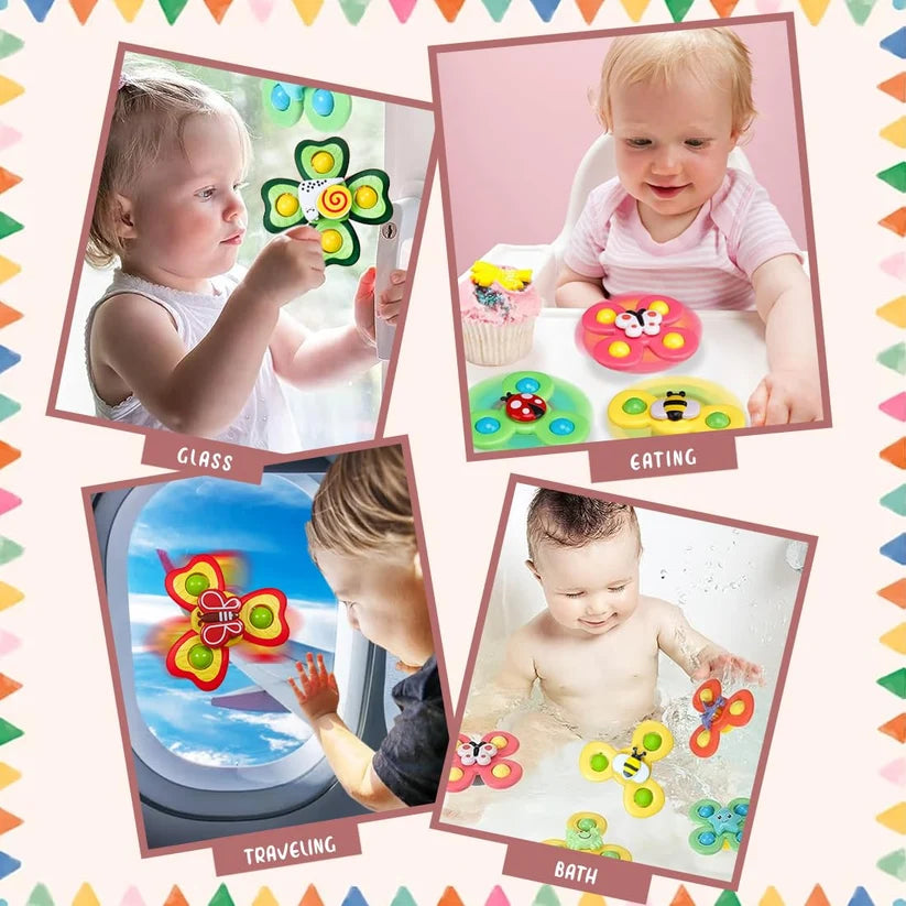 Suction Spinner Baby Bath Toys 3 Pcs | Spinning Snail Bath Toy Set for Babies & Toddlers