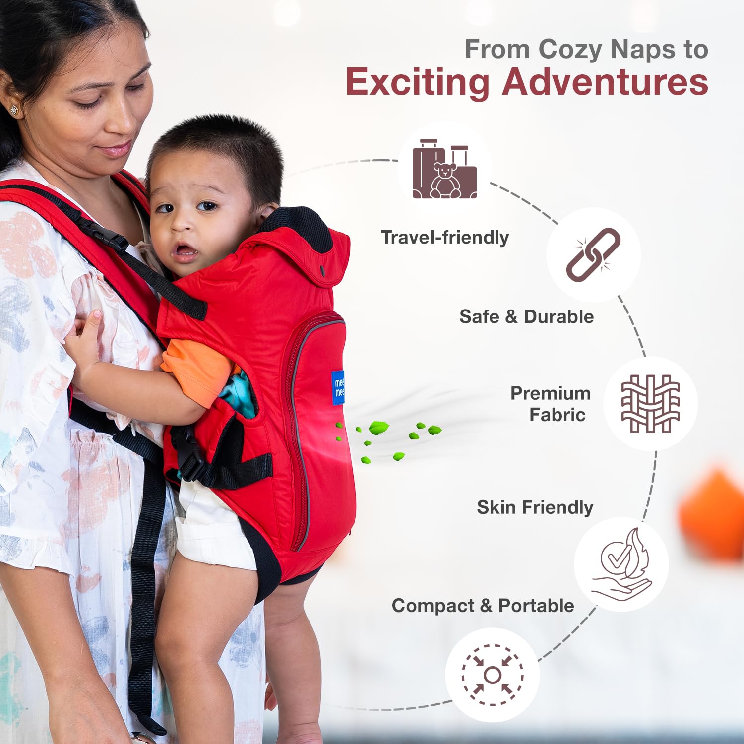 Mee Mee Cuddle Up Baby Carrier With Advanced Support | 6-Way Advantage | Thickly Cushioned | Breathable Fabric | Adjustable Wide Straps | Safe & Comfortable | 0m+ upto 12kgs