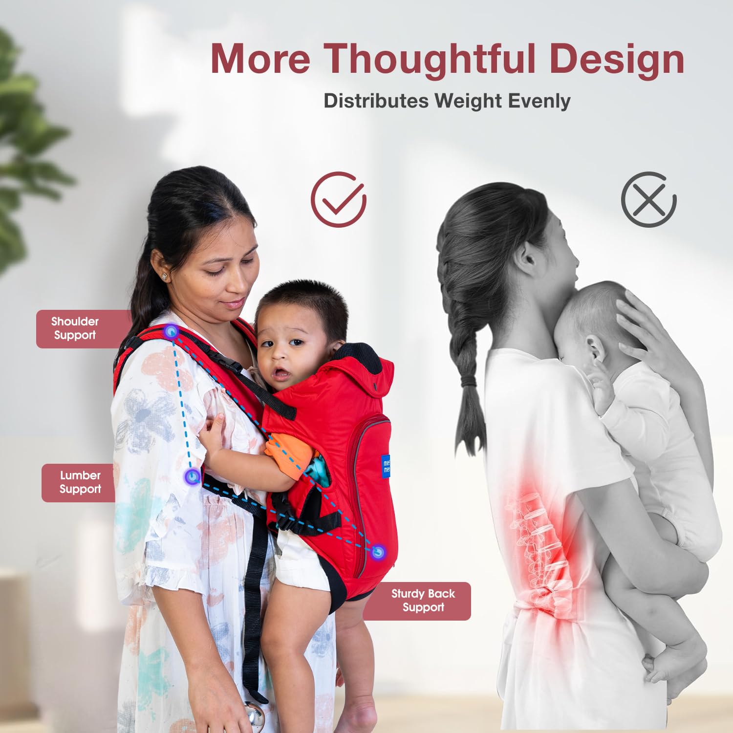 Mee Mee Cuddle Up Baby Carrier With Advanced Support | 6-Way Advantage | Thickly Cushioned | Breathable Fabric | Adjustable Wide Straps | Safe & Comfortable | 0m+ upto 12kgs