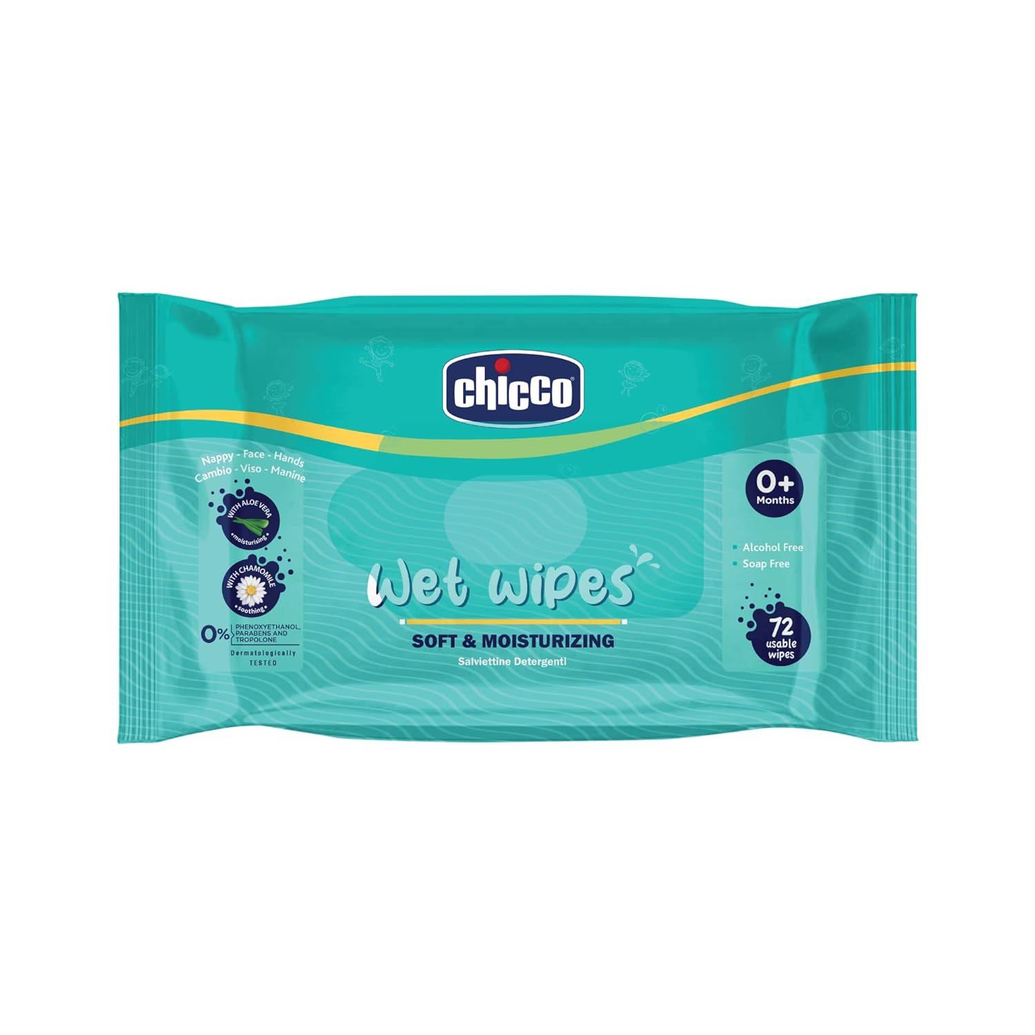 CHICCO Wet Wipes | Soft & Moisturizing - 0m+ (72 PC)
