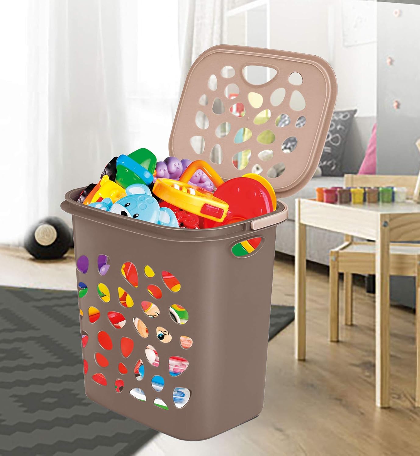 Milton Hamper Laundry/Toy Organizer Basket, 35 liters, Brown
