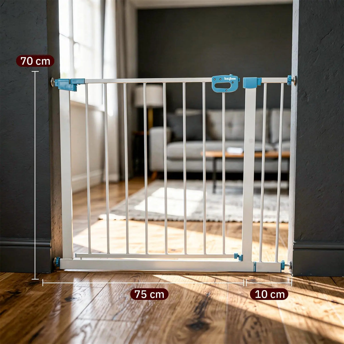 Baybee Baby Safety Gate for Door & Stairs 75–95 cm | Auto-Close Child Safety Gate | No-Drill Pressure Mount | Double Lock for Kids & Pets