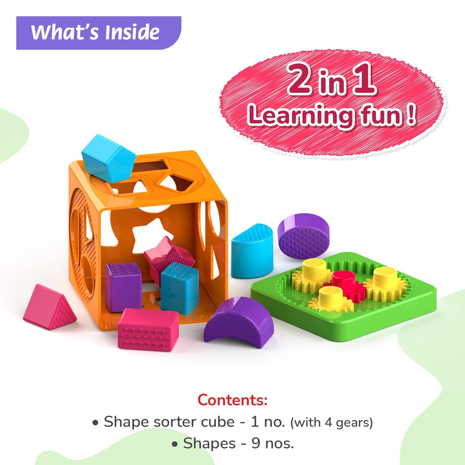 Giggles Funskool Shape Sorter Gear Box, Spin, Match & Learn with 4 Gears & 9 Multicolour Shapes, Fun Activity & Development, Educational Toy for Kids, Gift Set for Toddlers, Age 18+ Months