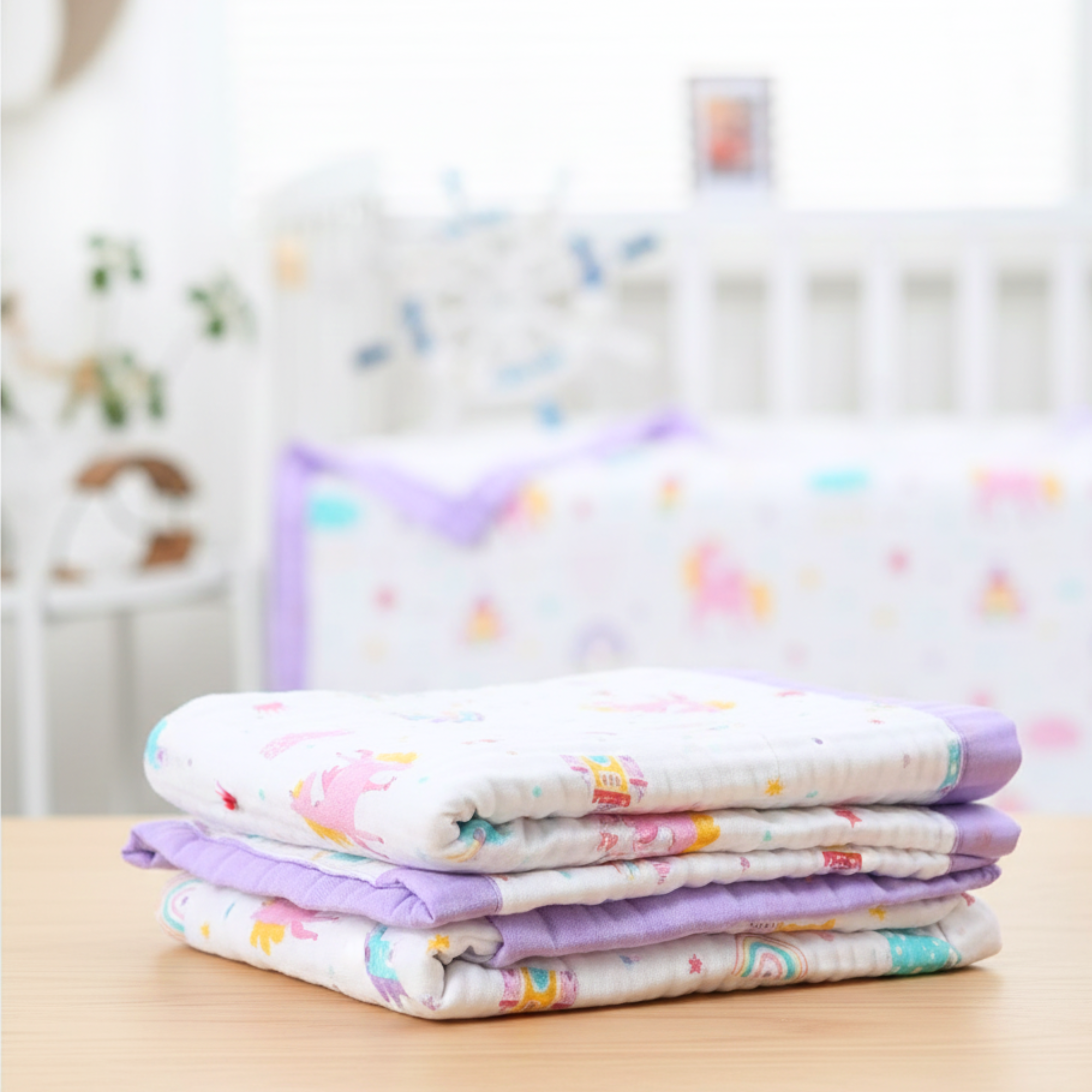 Organic 100% Cotton 6 layer Baby Muslin Blanket Cloth | Ultra-Soft & Breathable | 110×110 cm | Newborn–12 Months babee D