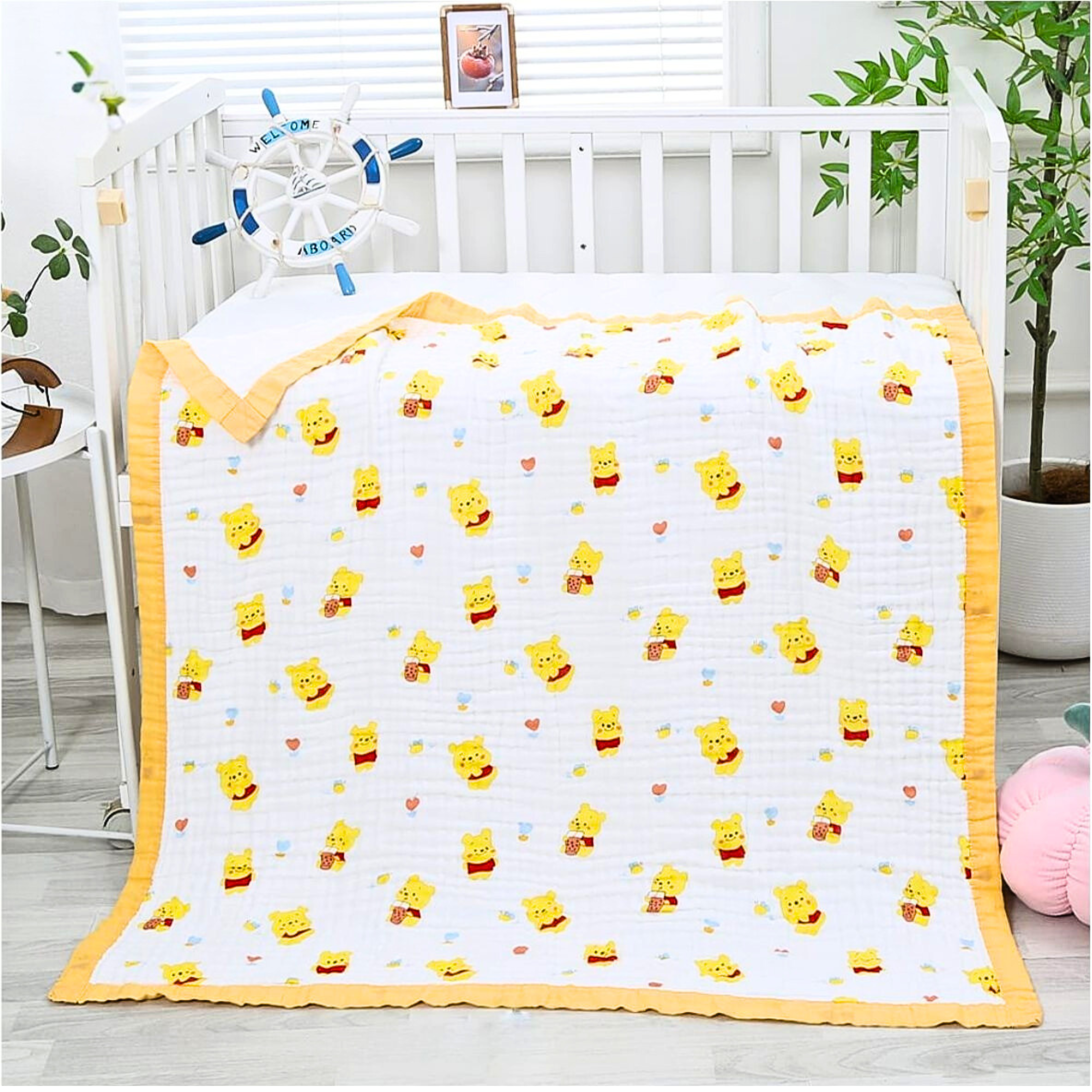 Organic 100% Cotton 6 layer Baby Muslin Blanket Cloth | Ultra-Soft & Breathable | 110×110 cm | Newborn–12 Months (Copy) babee D